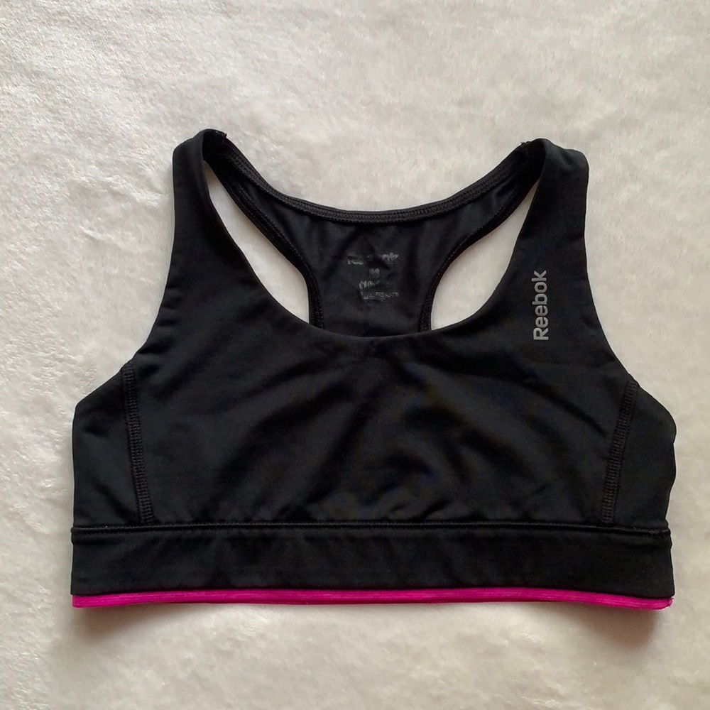 Reebok✨Black/Hot Pink Sports Bra Girls MED 10-12